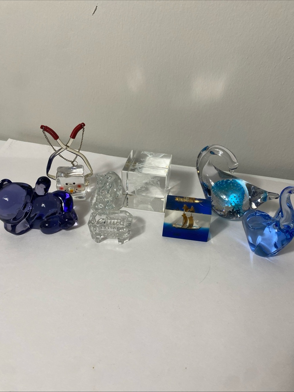Lot of 8 Vintage Glass Figurines, Assorted Brands